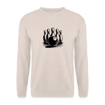 Bowling Ball Meets Bowling Pins Precision Sports - Unisex Sweatshirt - sand - Front - Alina (178cm) & Michal (187cm)
