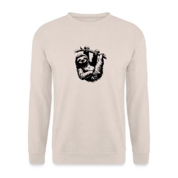 Niedliches Faultier Baum Bleistift Zeichnung - Unisex Pullover - Sand - Vorne - Alina (178cm) & Michal (187cm)