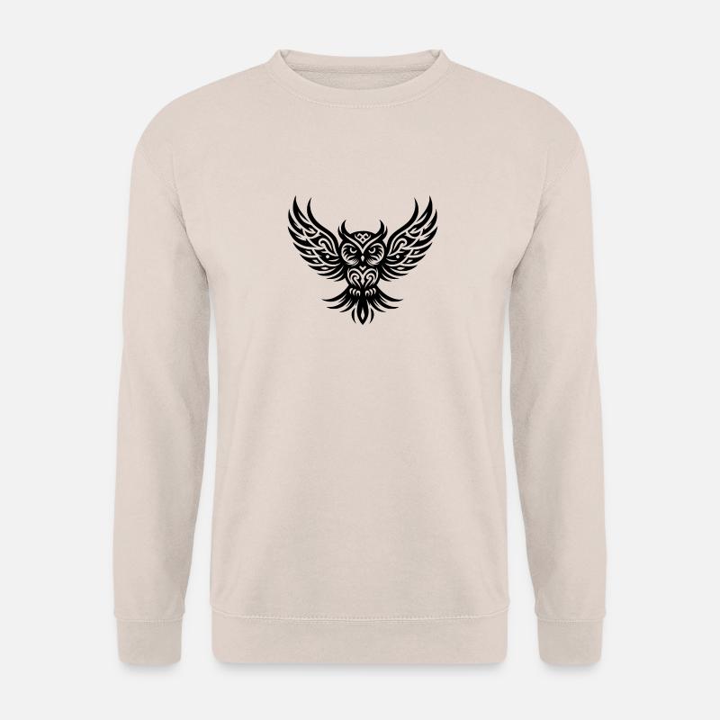 Eule auf breiten Schwingen im Tattoo Flügel Style - Unisex Pullover - Sand