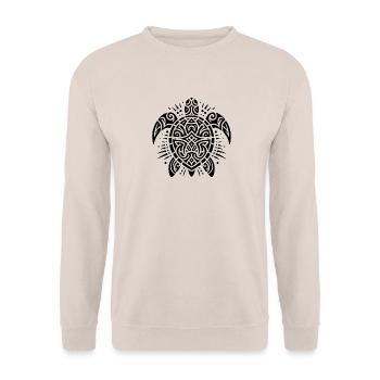 Aussergewöhnlich elegante Tattoo Wasserschildkröte - Unisex Pullover - Sand - Vorne - Alina (178cm) & Michal (187cm)