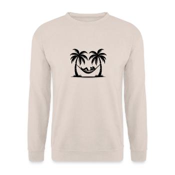 Plage, vacances et palmiers hamac au bord de la mer - Sweat-shirt Unisexe - sable - Devant - Alina (178cm) & Michal (187cm)