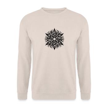 Tattoo Komposition aus Sternen und Flammen - Unisex Pullover - Sand - Vorne - Alina (178cm) & Michal (187cm)