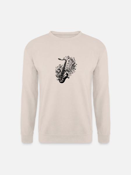 Saxophon mit schwebenden Musik Noten - Unisex Pullover - Sand