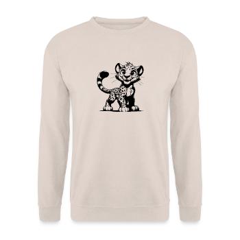 Elegant little grinning baby leopard - Unisex Sweatshirt - sand - Front - Alina (178cm) & Michal (187cm)