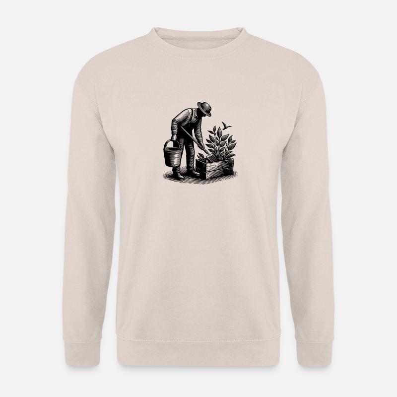 Hobbygärtner bei Gartenarbeit - Unisex Pullover - Sand