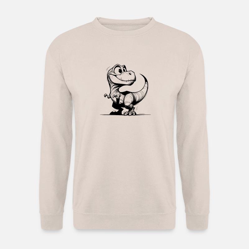 Freundlich lächelnder T-Rex Dino Zeichnung - Unisex Pullover - Sand