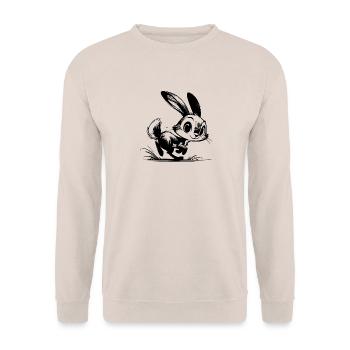 Süsses Kinder springendes Häschen mit großen Ohren - Unisex Pullover - Sand - Vorne - Alina (178cm) & Michal (187cm)