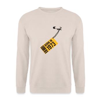 Birthday - Born in 1973 - Unisex Sweatshirt - sand - Front - Alina (178cm) & Michal (187cm)