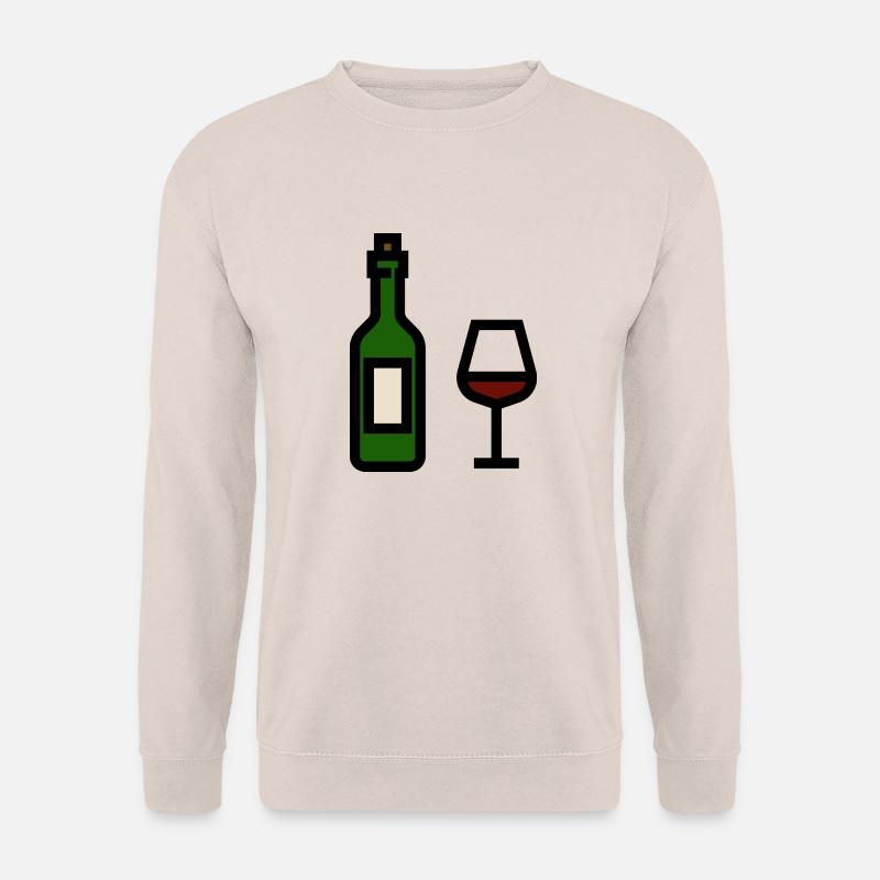 Rotweinflasche mit Rotweinglas - Unisex Pullover - Sand