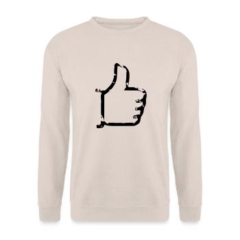Gefällt mir - Daumen hoch - Comic - Unisex Pullover - Sand - Vorne - Alina (178cm) & Michal (187cm)