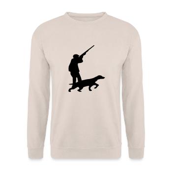 Jäger Jagd Hund - Unisex Pullover - Sand - Vorne - Alina (178cm) & Michal (187cm)