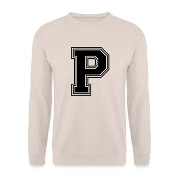 P_letter_P_(w31) - Unisex Sweatshirt - sand - Front - Alina (178cm) & Michal (187cm)