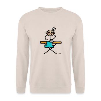 Strichmännchen bügeln - Unisex Pullover - Sand - Vorne - Alina (178cm) & Michal (187cm)