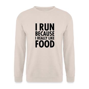 I Run Because I Really Like Food - Sweat-shirt Unisexe - sable - Devant - Alina (178cm) & Michal (187cm)