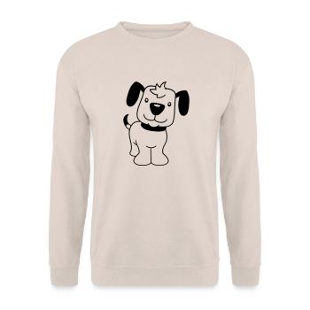 Dog Stands Cute Little Happy Puppy Pet - Unisex Sweatshirt - sand - Front - Alina (178cm) & Michal (187cm)