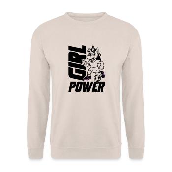 Soccer Unicorn Girl Power - Unisex Sweatshirt - sand - Front - Alina (178cm) & Michal (187cm)