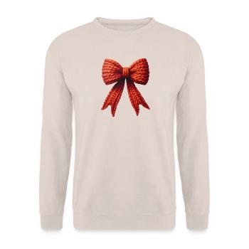 Maille de laine rouge tricotée, noeud rouge - Sweat-shirt Unisexe - sable - Devant - Alina (178cm) & Michal (187cm)