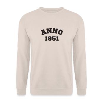Anno 1951 Birthday Year of birth - Unisex Sweatshirt - sand - Front - Alina (178cm) & Michal (187cm)