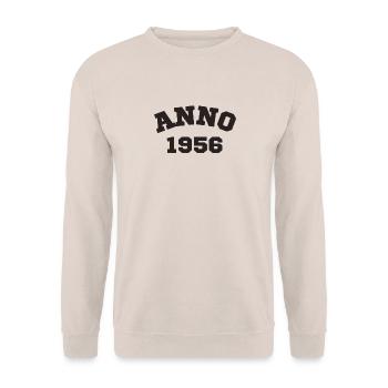 Anno 1956 Geburtstag Geburtsjahr - Unisex Pullover - Sand - Vorne - Alina (178cm) & Michal (187cm)