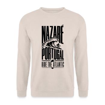 Nazaré Portugal Surfen - Unisex Pullover - Sand - Vorne - Alina (178cm) & Michal (187cm)