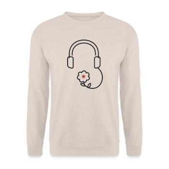 Sound in Bloom – Kopfhörer mit Blume - Unisex Pullover - Sand - Vorne - Alina (178cm) & Michal (187cm)
