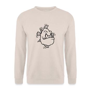 angry fish - Unisex Sweatshirt - sand - Front - Alina (178cm) & Michal (187cm)