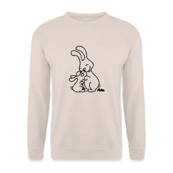 Hase und Häschen - Unisex Pullover - Sand - Vorne - Alina (178cm) & Michal (187cm)