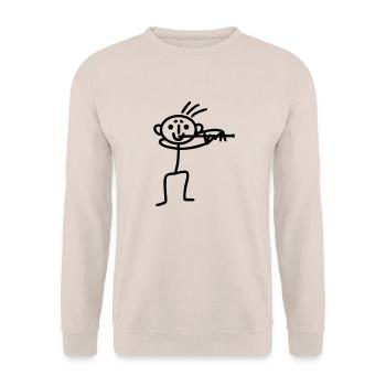 Stick Figure Flute - Unisex Sweatshirt - sand - Front - Alina (178cm) & Michal (187cm)