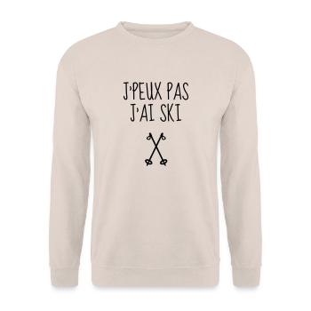 Skifahren Skifahrer Sport Ski Spieler - Unisex Pullover - Sand - Vorne - Alina (178cm) & Michal (187cm)