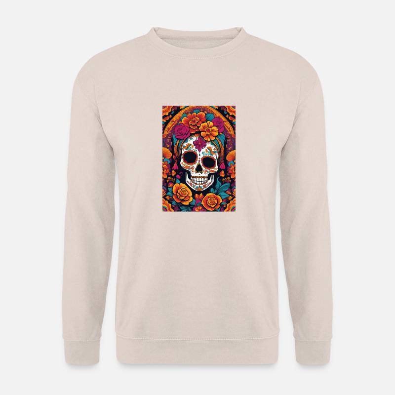 Sugar Skull TShirt - Unisex Pullover - Sand