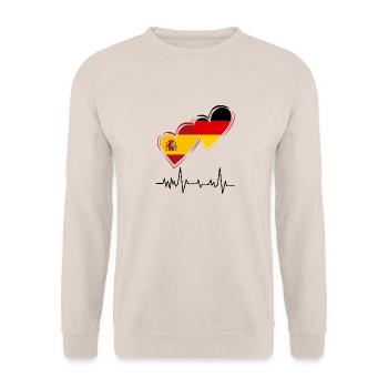 Spanien und Deutschland - Unisex Pullover - Sand - Vorne - Alina (178cm) & Michal (187cm)