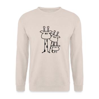 Cute giraffe family with child mom dad giraffe - Unisex Sweatshirt - sand - Front - Alina (178cm) & Michal (187cm)