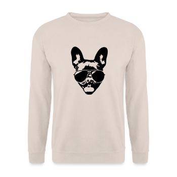 French bulldog with sunglasses - Unisex Sweatshirt - sand - Front - Alina (178cm) & Michal (187cm)