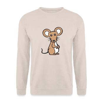 Mouse Mouse Cute Little Rat Rodent Friendly - Unisex Sweatshirt - sand - Front - Alina (178cm) & Michal (187cm)