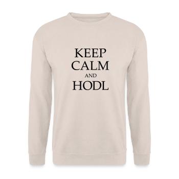 KEEP CALM AND HODL! - Unisex Pullover - Sand - Vorne - Alina (178cm) & Michal (187cm)