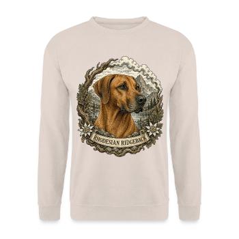 Rhodesian Ridgeback in Vintage Style - Unisex Sweatshirt - sand - Front - Alina (178cm) & Michal (187cm)