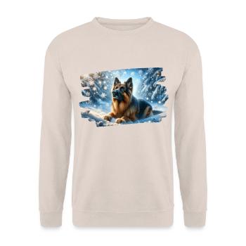 German Shepherd in a magical winter landscape - Unisex Sweatshirt - sand - Front - Alina (178cm) & Michal (187cm)