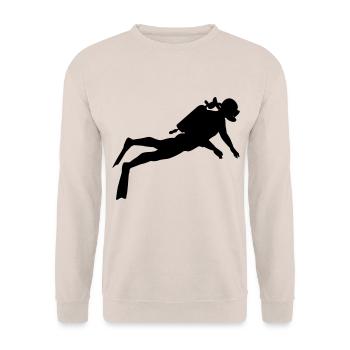 Taucher Sport Bewegung Geschenk Cool - Unisex Pullover - Sand - Vorne - Alina (178cm) & Michal (187cm)