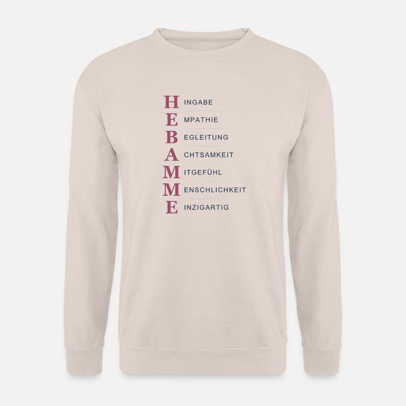 Hebamme Akrostichon – Herz & Hingabe Hell - Unisex Pullover - Sand