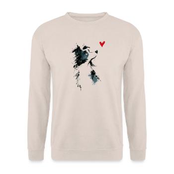Cadeau de chien en forme d’aquarelle Border Collie - Sweat-shirt Unisexe - sable - Devant - Alina (178cm) & Michal (187cm)