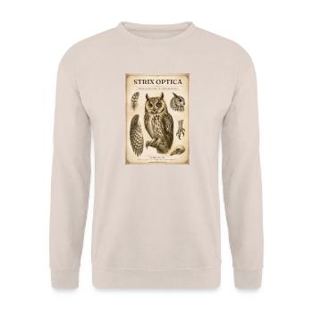 Strix Optica – Viktorianische Eule - Unisex Pullover - Sand - Vorne - Alina (178cm) & Michal (187cm)