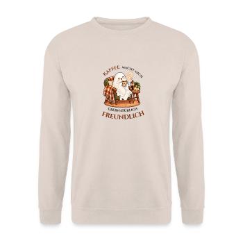 Kaffeegeist in bester Laune - Unisex Pullover - Sand - Vorne - Alina (178cm) & Michal (187cm)