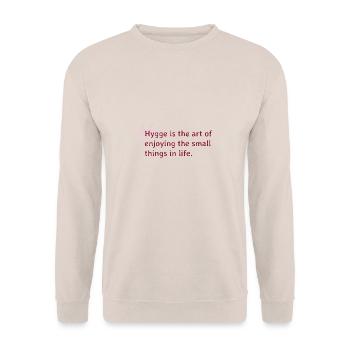 Hygge Zitat rot - Unisex Pullover - Sand - Vorne - Alina (178cm) & Michal (187cm)