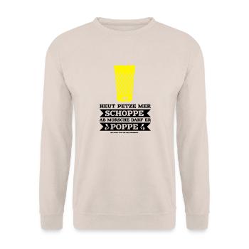 JGA hessisch Frankfurt Apfelwein Crew - Unisex Pullover - Sand - Vorne - Alina (178cm) & Michal (187cm)