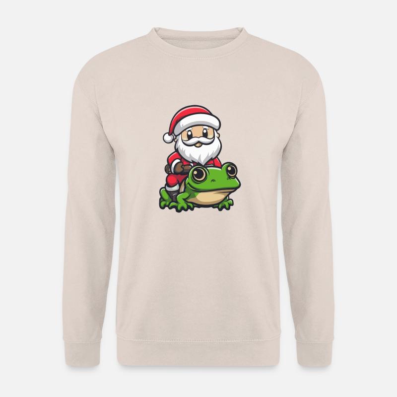Frosch Weihnachtsmann Cartoon - Unisex Pullover - Sand