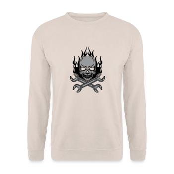Tuning Skull - Unisex Pullover - Sand - Vorne - Alina (178cm) & Michal (187cm)