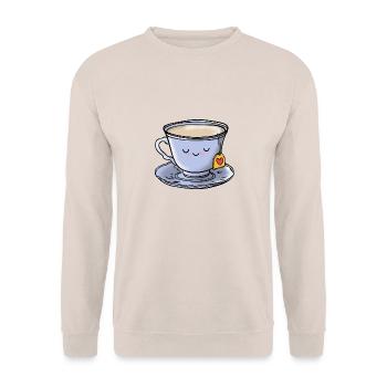 Tee Tasse Süß Kawaii - Unisex Pullover - Sand - Vorne - Alina (178cm) & Michal (187cm)