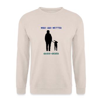 Gassi Geher_cb - Unisex Pullover - Sand - Vorne - Alina (178cm) & Michal (187cm)