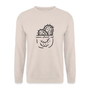 2 Brusttasche Kaktus Pflanzen Stachelige Kakteen - Unisex Pullover - Sand - Vorne - Alina (178cm) & Michal (187cm)