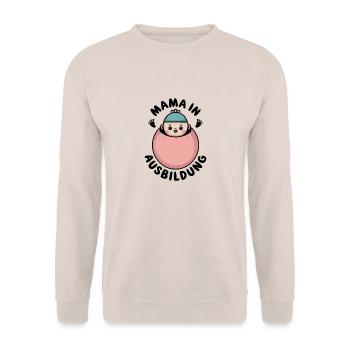Geburt Schwangerschaft - Mama in Ausbildung - Unisex Pullover - Sand - Vorne - Alina (178cm) & Michal (187cm)
